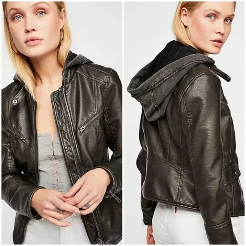We the Free Monroe Hooded Vegan Jacket Sz S